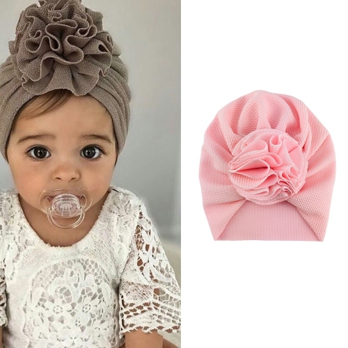 

5 PCS Baby Sun Flower Hedging Cap Solid Color Turban Hat, Size: One Size(Light Pink )