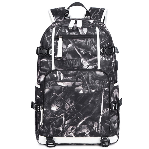 

6101-5 Printed Backpack Large Capacity Computer Backpack Waterproof Student School Bag(Black Skin)