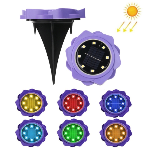 

2 PCS 8 LEDs Solar Petals Buried Lamp Waterproof Garden Lawn Light, Specification: Purple Lily (Colorful Light)