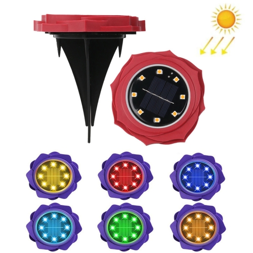 

2 PCS 8 LEDs Solar Petals Buried Lamp Waterproof Garden Lawn Light, Specification: Red Rose (Colorful Light)