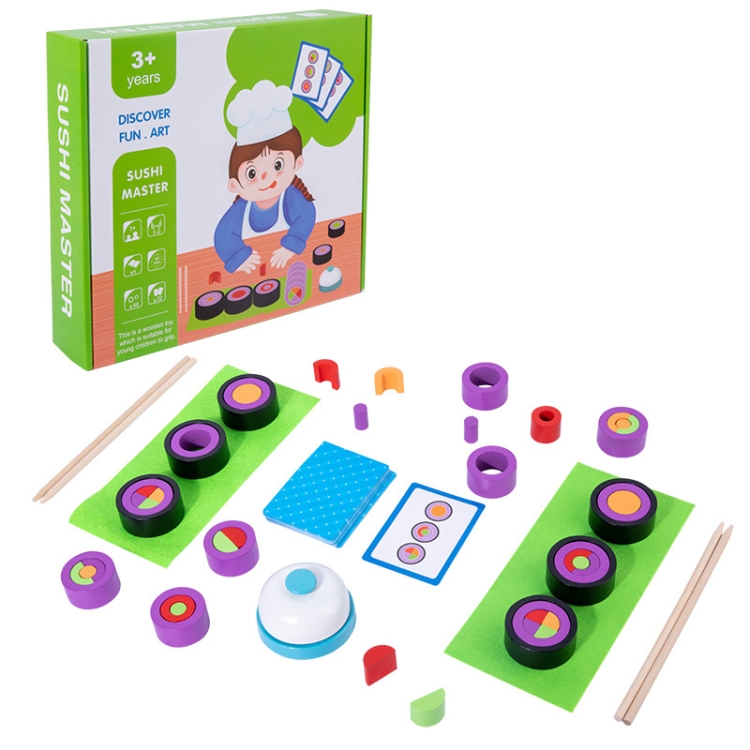 

ZW Wood Geometric Shape Block Game Children Chopstick Training Toys(Sushi Master)
