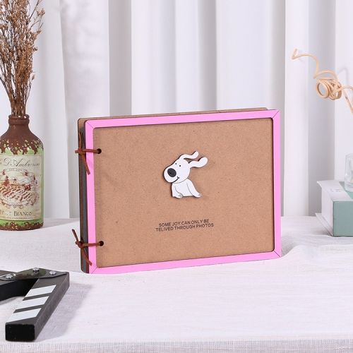 

Wooden Loose-Leaf Album Children Growth Painting Album Couple DIY Handmade Gifts(Little White Dog)