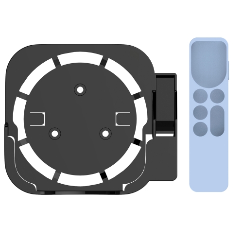 

JV06T Set Top Box Bracket + Remote Control Protective Case Set for Apple TV(Black + Sky Blue)