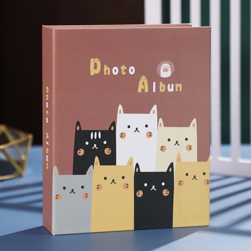 

4 PCS Family Large-Capacity Interstitial Album Book Photo Studio Photo Storage Book, Specification: Laminated 5 inch 100 Sheets(Cartoon Cat)