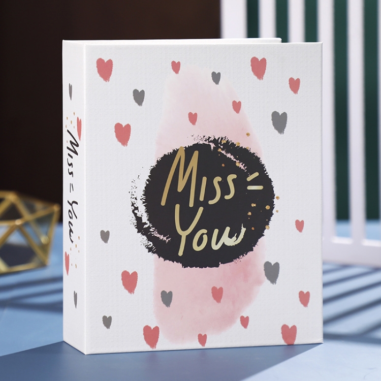 

4 PCS Family Large-Capacity Interstitial Album Book Photo Studio Photo Storage Book, Specification: Laminated 5 inch 200 Sheets(I Miss You 7)