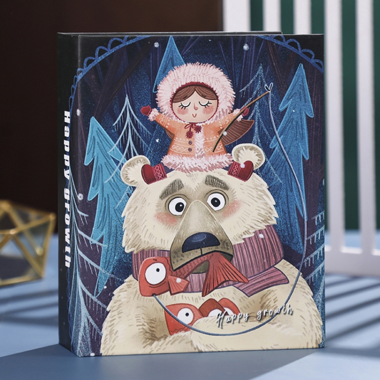 

4 PCS Family Large-Capacity Interstitial Album Book Photo Studio Photo Storage Book, Specification: Laminated 7 inch 100 Sheets(Bear Kid 11)