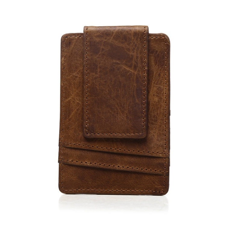 

K011 Retro Card Holder With Magnetic Buckle Coin Wallet(Light Brown)