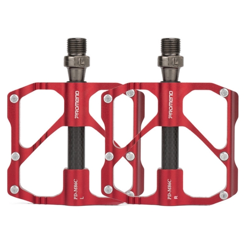 

PD-M86C 1 Pair PROMEND Bicycle Road Bike Mountain Bike 3 Palin Carbon Fiber Bearing Pedal(Red)