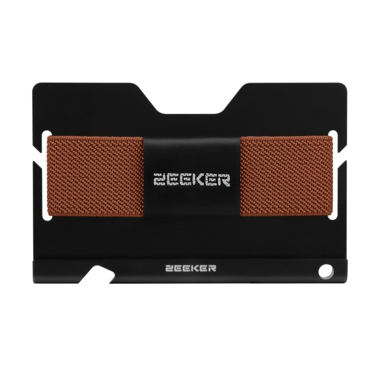 

ZEEKER JK03 Aluminum Alloy Card Holder Multi-Function Elastic Band Women And Men Wallet Metal Business Card Holder(Dark Coffee)