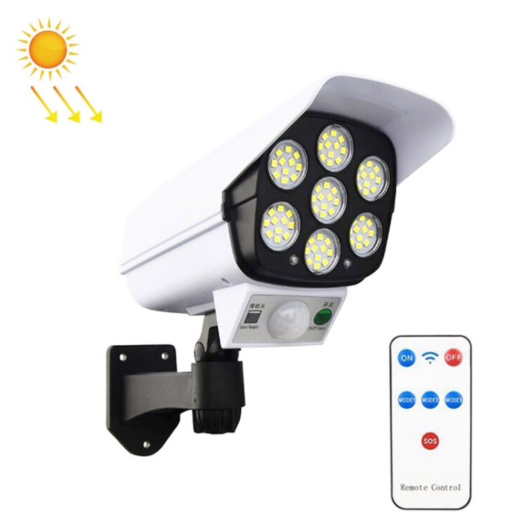 

Solar Sensor LED Wall Light Simulation Surveillance Camera Glare Anti-Thief Street Lamp, Style: Remote Control (77LED)