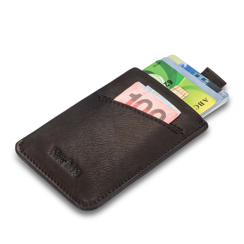 

New-Bring Leather Card Holder Ultra-Thin Card Case Driving License Leather Case Anti-RFID Card Case Simple And Compact Wallet(Dark Brown)