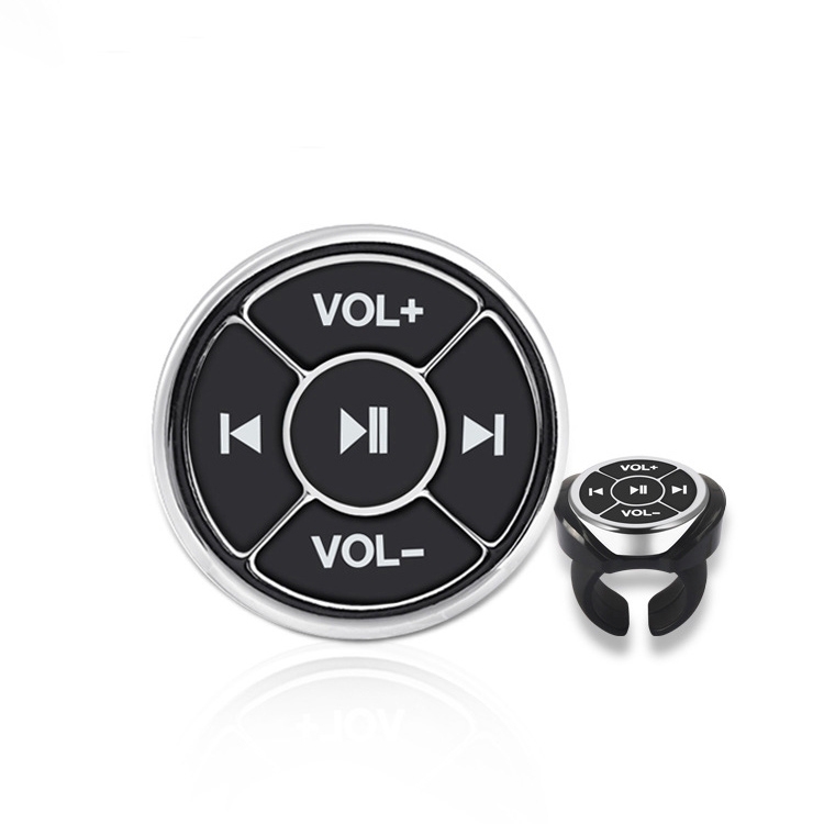 

Car Mobile Phone Remote Control Bluetooth Wireless Multimedia Button Remote Control Music Playback Selfie, Colour: Silver With Buckle