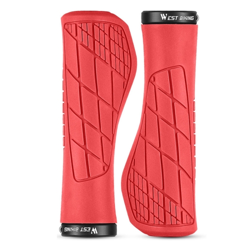 1 Pair WEST BIKING YP0804060 Bicycle Grips Mountain Bike Non-Slip Rubber Grips(Red)