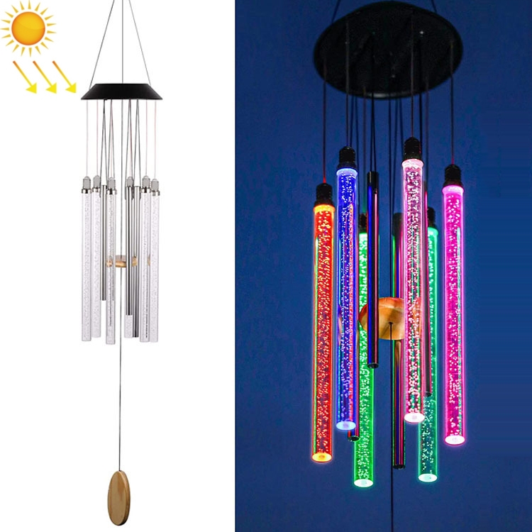 

Outdoor Solar Colorful Gradient Rotating Wind Chime Garden Decorative Light(Acrylic Stick + Wooden Sign)