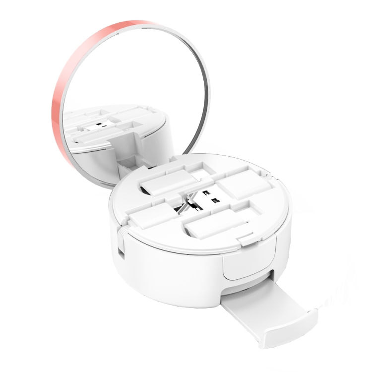 

Oatsbasf 3 in 1 Micro USB + Type-C + 8 Pin to USB Telescopic Charging Cable with Makeup Mirror(White)