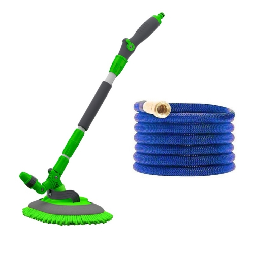 

Soft Long-Handled Mop For Car Washing + Telescopic Hose Set, Style： Mop + 30m Pipe (Blue)