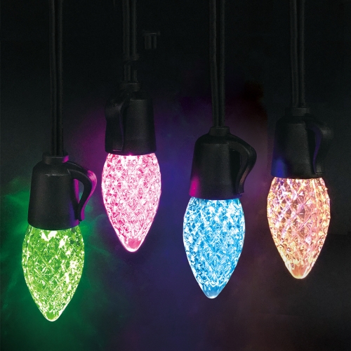 

15m 25 Bulb with RF Remote 12V C35 LED String Lights Garden Christmas Waterproof Strawberry Candle Light, EU Plug(RGB)