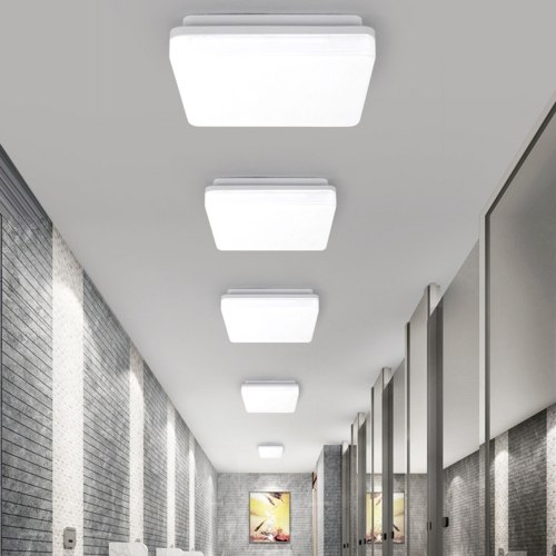 

LED Ceiling Lamp Waterproof Moisture-Proof Dustproof Supply Light Bathroom Balcony Lamp, Power source: 230mm 18W(Square White Light)