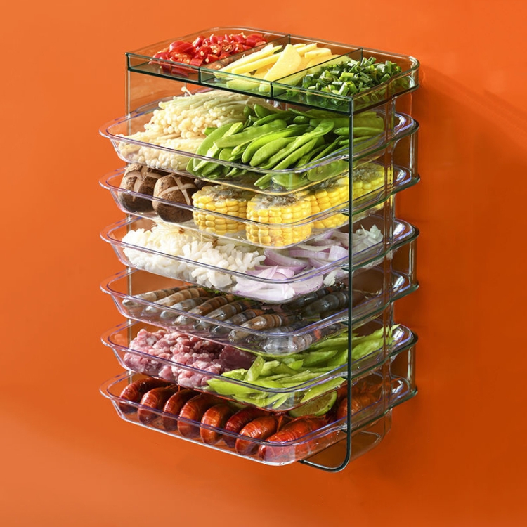 

Multi-Function Punch-Free Multilayer Side Dish Kitchen Stacking Storage Rack, Specification: Jade Green 6-layer