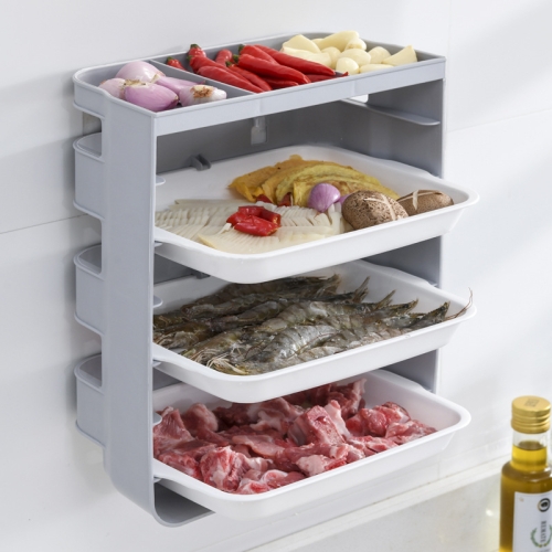 

XW-PC001 Household Multi-Layer Punch-Free Side Dish Kitchen Wall Rack, Colour: Medium 3-layers (Gray)