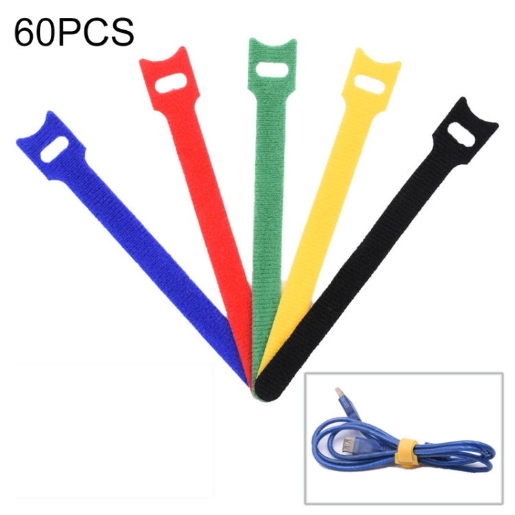 

60 PCS T-Shaped Cable Organizer Belt Nylon Winder Buckle, Length: 20cm(Color Random Delivery)