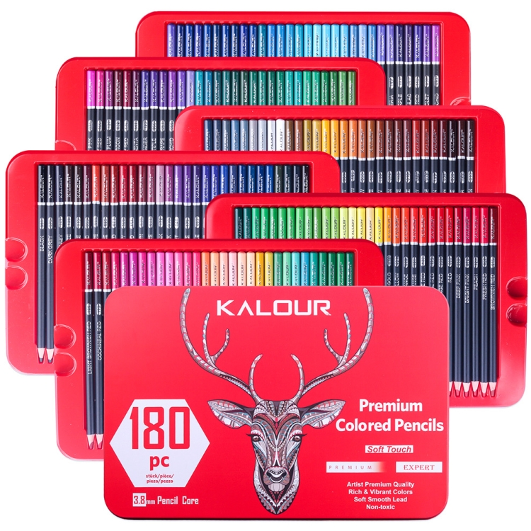 

KALOUR 180 Colors Color Lead Set Painted Pencils Art Painting Supplies(Iron Box)