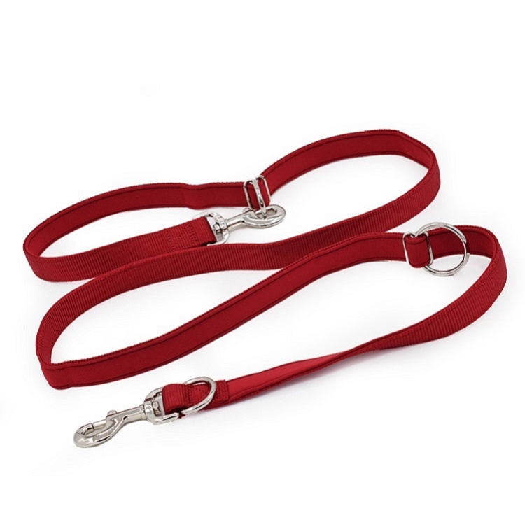 

Outdoor Multifunction Dog Leash Double-End Nylon Running Traction Rope, Size: S(Dark Red )
