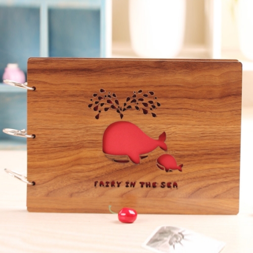 

2 PCS 10 inch Wooden Hollow DIY Paste Photo Album(Whale)