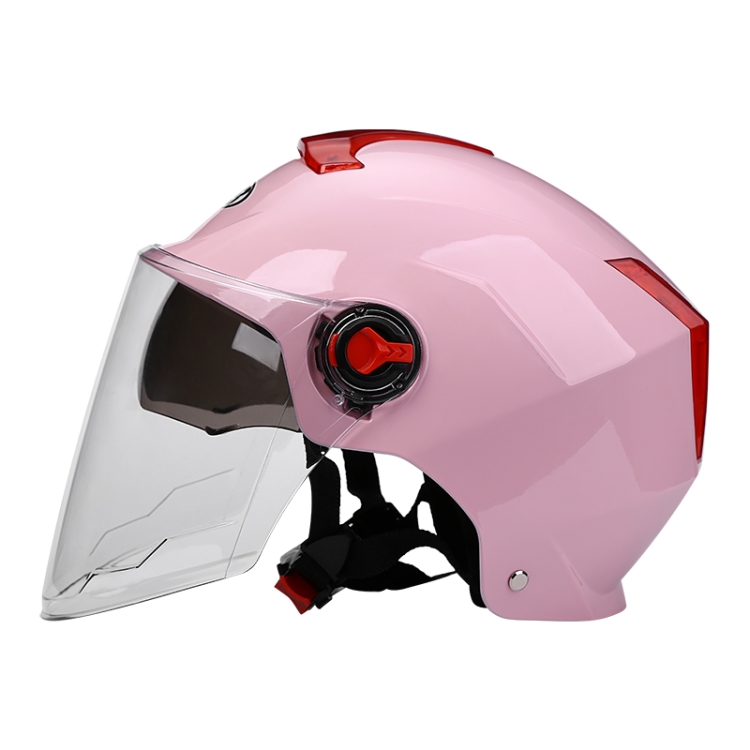 

BYB 335 Summer Electric Motorcycle Adult Double Eyeglass Helmet Hard Hat, Specification: Transparent Long Lens(Pink)