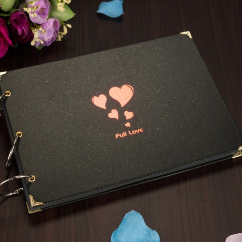 

5 PCS DIY Couple Baby Anniversary Sticky Photo Album(Black Full Love)