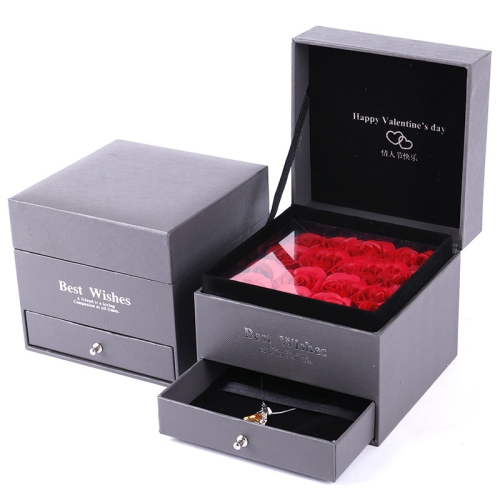 

Soap Flower Double Jewelry Box Lipstick Box Valentine Day Gift Packaging Box(Happy Valentines Day)