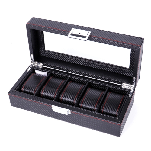 

Carbon Fiber PU Leather Watch Box Jewelry Storage Box Packaging Box, Style: 05 Watch Positions