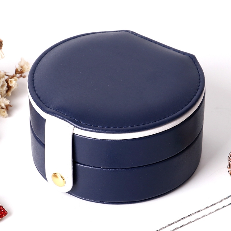 

Portable PU Leather Double Jewelry Box Earring Storage Box(Navy Blue)