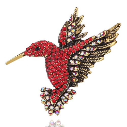 

2 PCS Inlaid Bee Bird Brooch Personality Clothing Pins Scarf Buckle(Red Diamond)