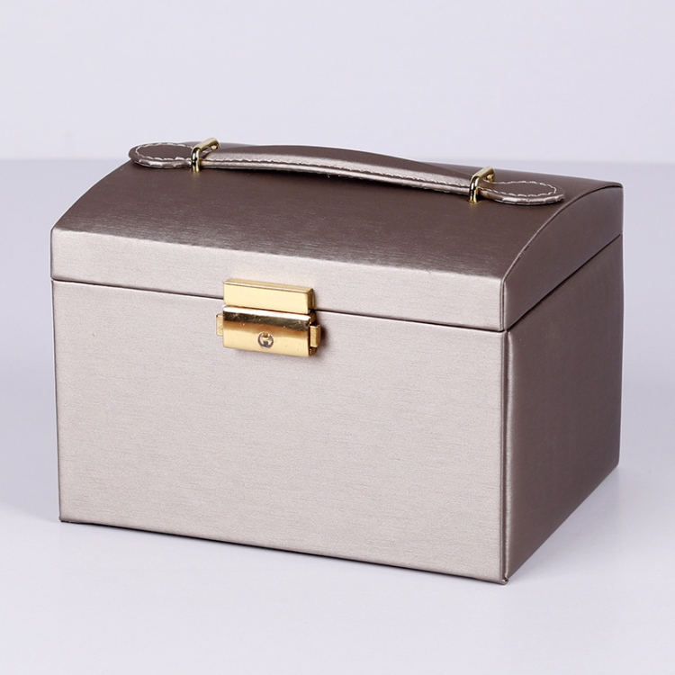 

PU Leather Three-Layer Jewelry Box Necklace Storage Display Packaging Box With Handle(Coffee)