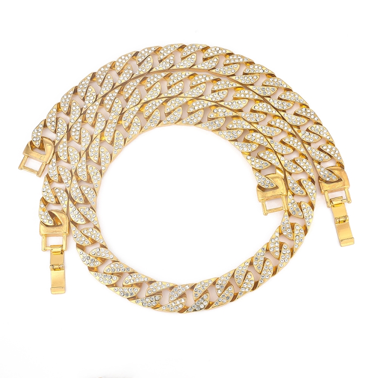 

2 PCS TZ100 Hip Hop Cuban Necklace Clothes Accessories For Men, Colour: Golden 18 Inches