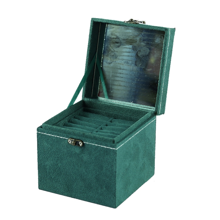 

Suede Jewelry Box Storage Retro Packaging Box,Style: Small Three-layer Mirror