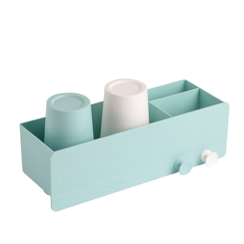 

QJ012 Wall-Mounted Toothbrush Cup Holder Shelves Set, Colour: Blue (2 Cups)