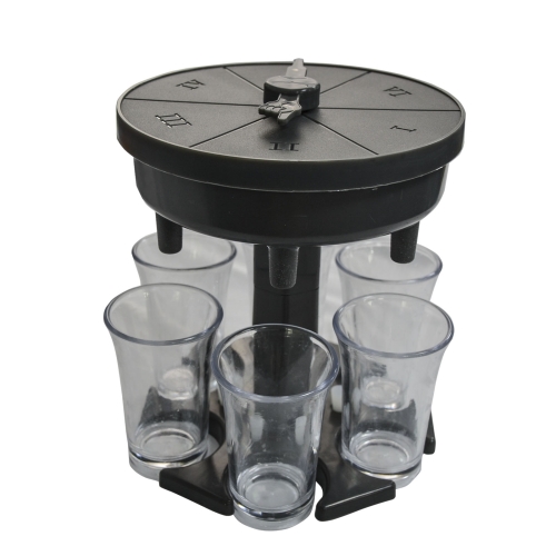 

6 Cups Wine Dispenser Automatic Diversion Wine Pourer With Game Turntable, Style: Round Gray with Transparent Cup