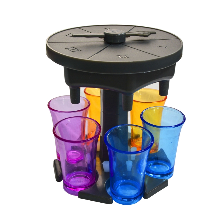 

6 Cups Wine Dispenser Automatic Diversion Wine Pourer With Game Turntable, Style: Hexagon Gray with Color Cup