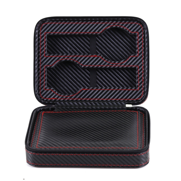 

PU Leather Full Carbon Fiber Zipper Watch Bag Watch Storage Display Box, Style: 04 Watch Position