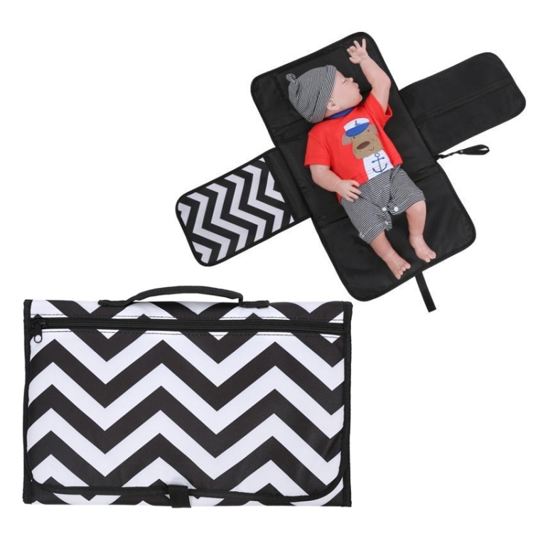 

Portable Baby Changing Mat Multifunctional Baby Changing Table Waterproof Bag(Black And White Waves )