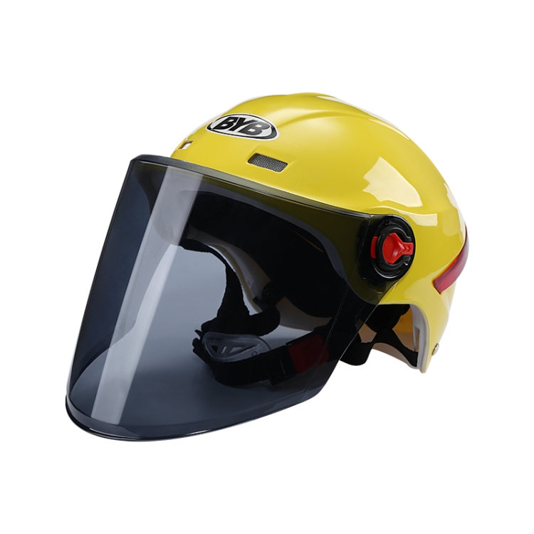 

BYB X-206 Electric Motorcycle Men And Women Riding Motorcycle Safety Helmet, Specification: Tea Color Long Lens(Yellow)