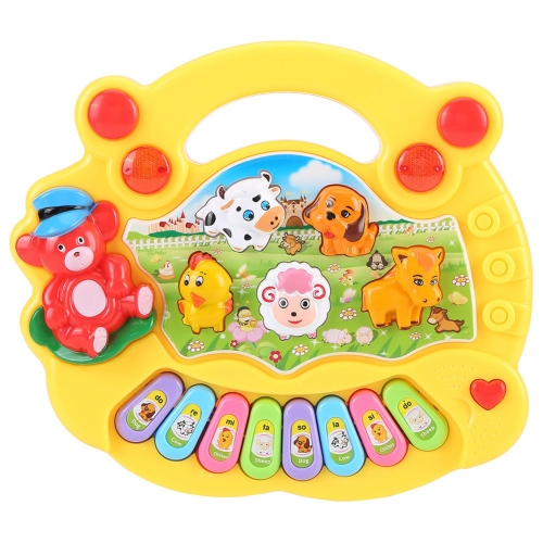 

Musical Instrument Toy Baby Kids Animal Farm Piano Developmental Music Educational Toys for Children Gift(Yellow)