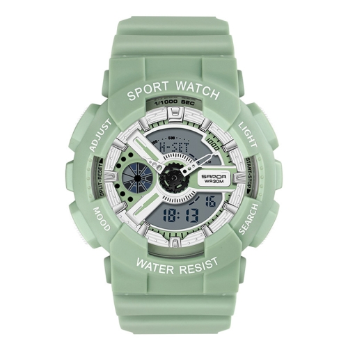 

SANDA Outdoor Leisure Waterproof Multifunctional Luminous Electronic Watch(Sand Tea Green Women)