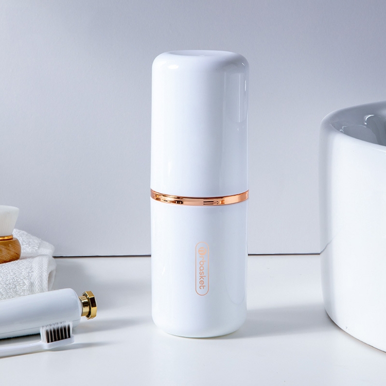 

2 PCS Portable Travel Wash Cup Toothbrush Storage Box(White Gold)
