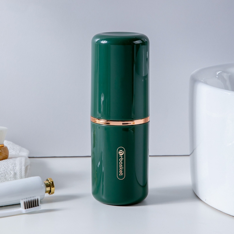 

2 PCS Portable Travel Wash Cup Toothbrush Storage Box(Green Gold)