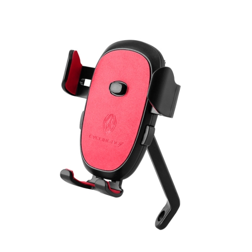 

2 PCS CYCLINGBOX BG-2930 Bicycle Mobile Phone Frame Plastic One-Click Lock Mobile Phone Bracket, Style: Rearview Mirror Installation (Red）