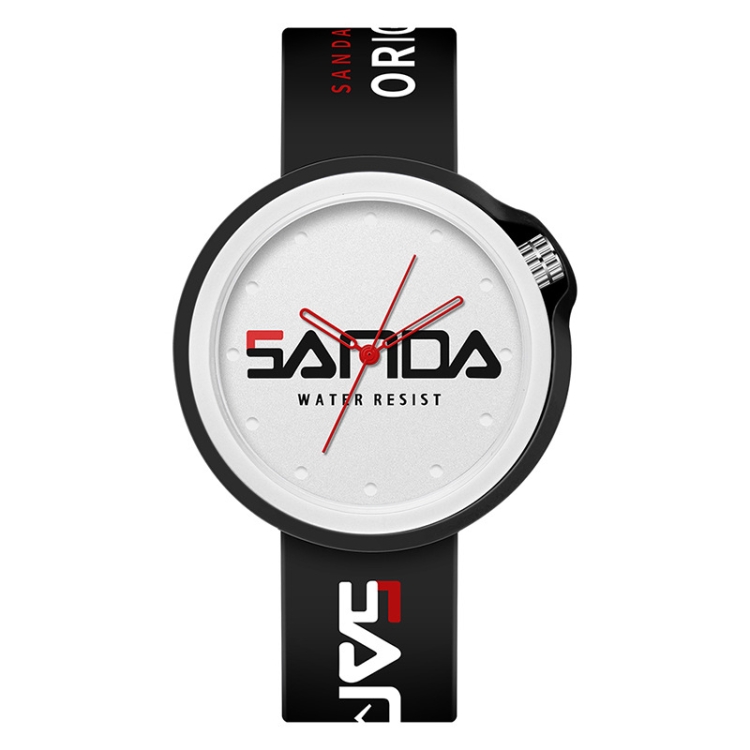 

SANDA 3200 Silicone Belt Quartz Sports Watch For Men And Women(Black And White)