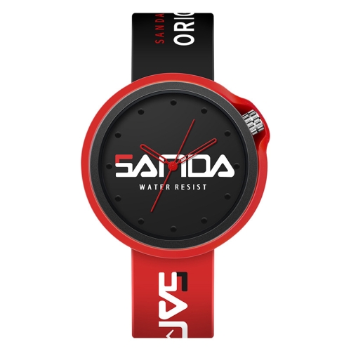 

SANDA 3200 Silicone Belt Quartz Sports Watch For Men And Women(Red Black)